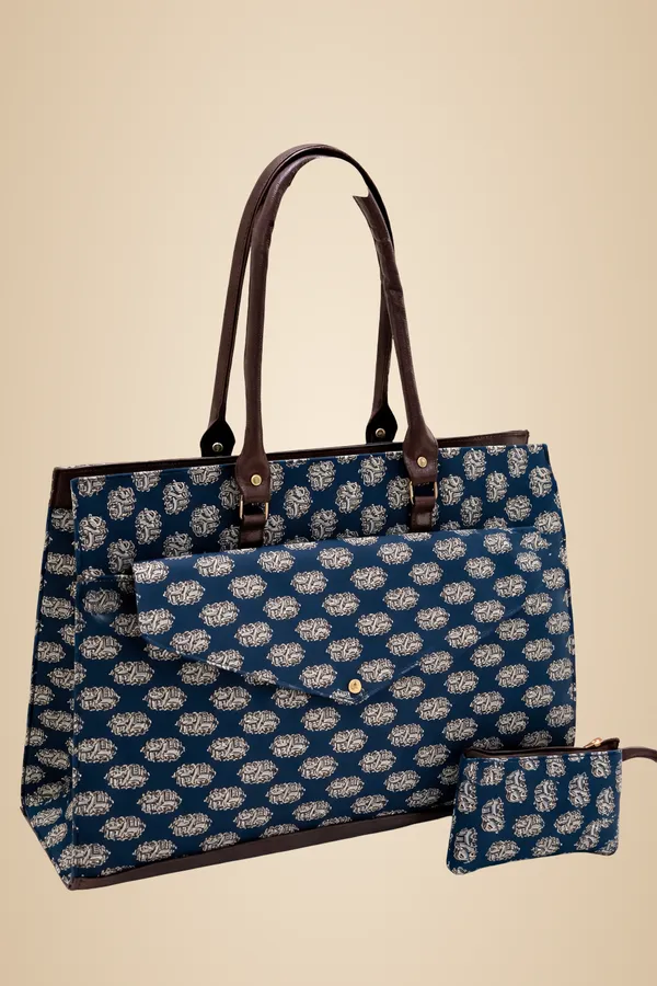Pack_of_2_Navy_Blue_With_Black_Elephant_Print_Tote_Bag_With_Pouch_For_Women