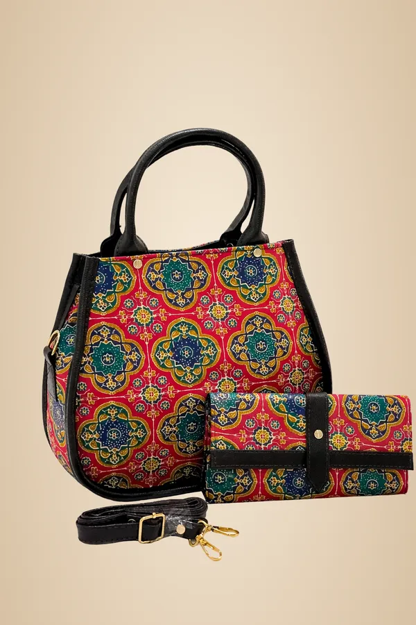 Red_With_Multicolour_Ethnic_Print_And_Black_Trims_Handbag_For_Women
