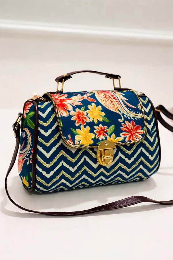 Navy_Blue_With_Multicolour_Floral_And_Chevron_Print_Sling_Bag_For_Women
