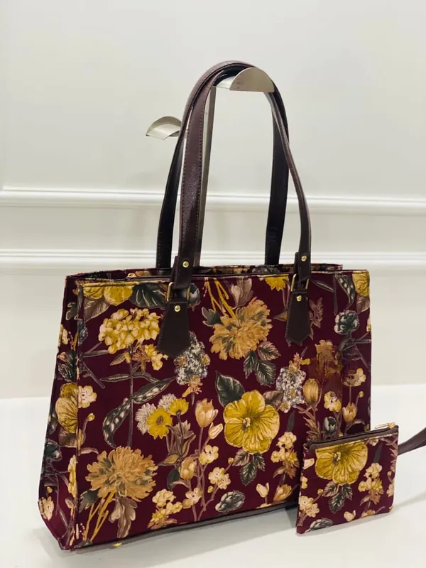 Mustard_Yellow_And_Ochre_Tote_Bag_With_Pouch_For_Women