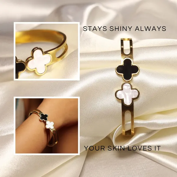 Golden_Stainless_Steel_Clover_Charm_Duo_Bracelet_For_Women