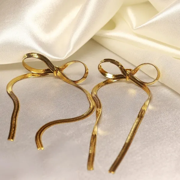 Golden_Stainless_Steel_Golden_Bow_Drop_Earrings_For_Women