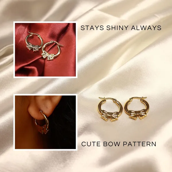 Golden_Stainless_Steel_Bow_Hoop_Earrings_Gold_For_Women