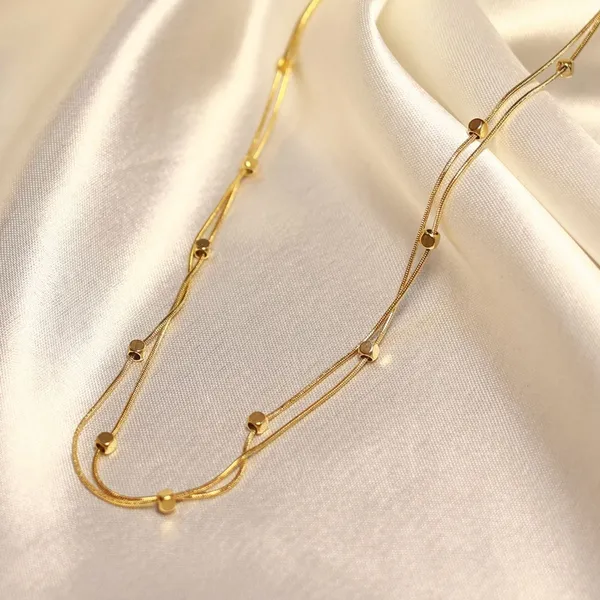 Golden_Stainless_Steel_Golden_Droplets_Double_Layered_Chain_For_Women