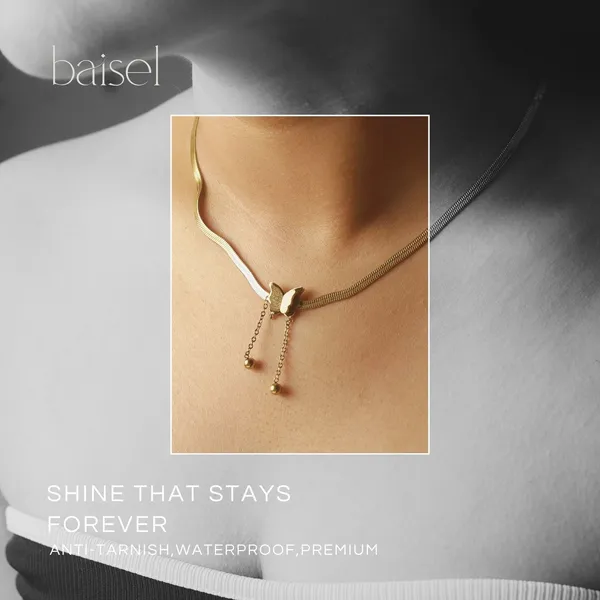 Golden_Stainless_Steel_Butterfly_Glide_Snake_Chain_For_Women