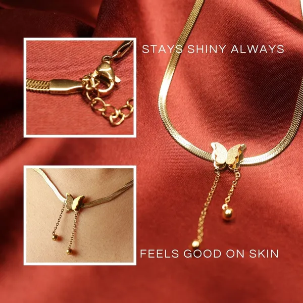 Golden_Stainless_Steel_Butterfly_Glide_Snake_Chain_For_Women