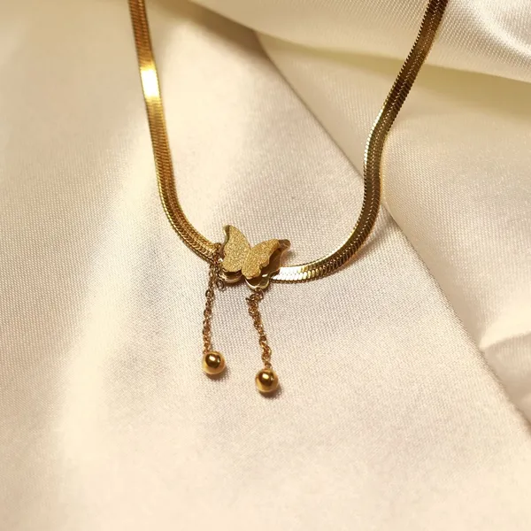 Golden_Stainless_Steel_Butterfly_Glide_Snake_Chain_For_Women