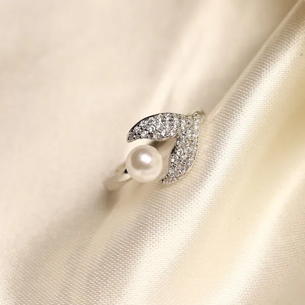 Silver_Stainless_Steel_Leaf_&_Pearl_Open_Ring_For_Women