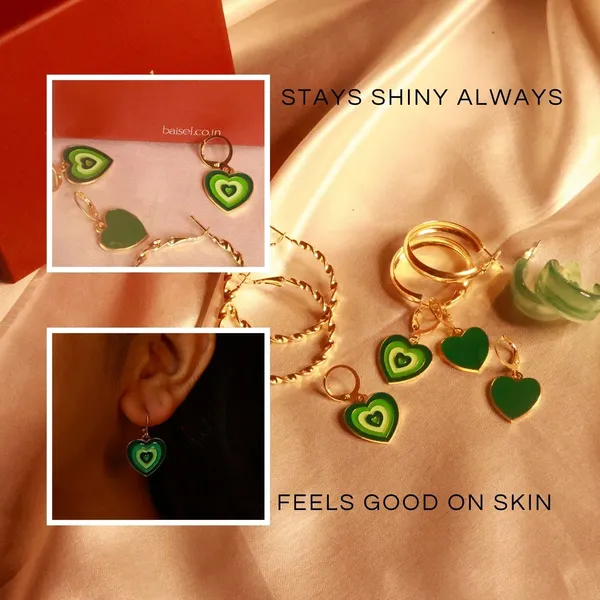 Golden_Stainless_Steel_Emerald_Heart_Charm_Set_For_Women