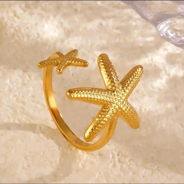 Golden_Stainless_Steel_Starfish_Ring_For_Women