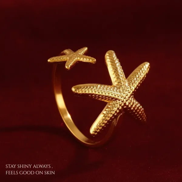 Golden_Stainless_Steel_Starfish_Ring_For_Women