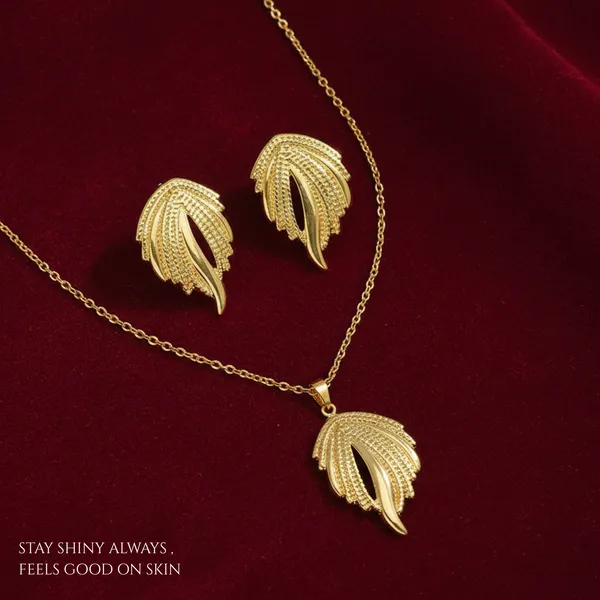 Golden_Stainless_Steel_Winged_Grace_Necklace_With_Earring_Set_For_Women