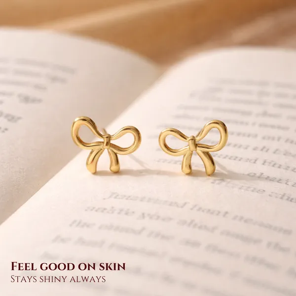 Bow_Earring_Stainless_Steel_(Gold)