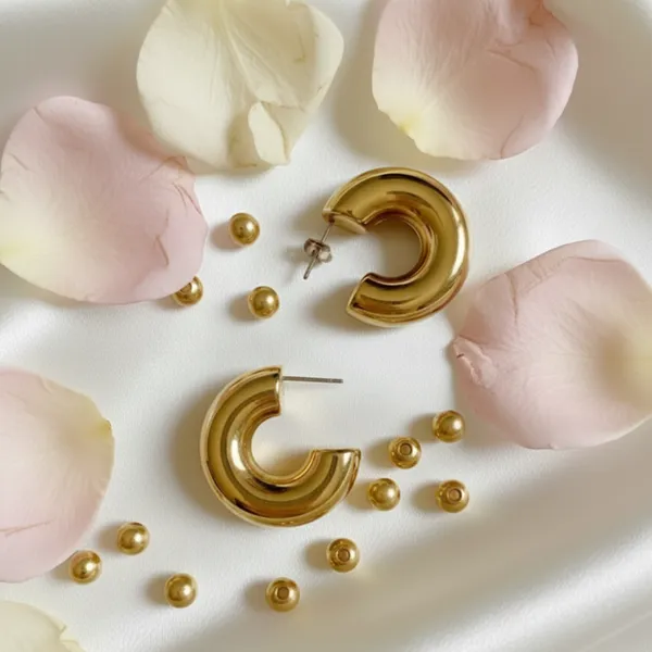 Golden_Stainless_Steel_Bold_Dome_Hoop_Earrings
