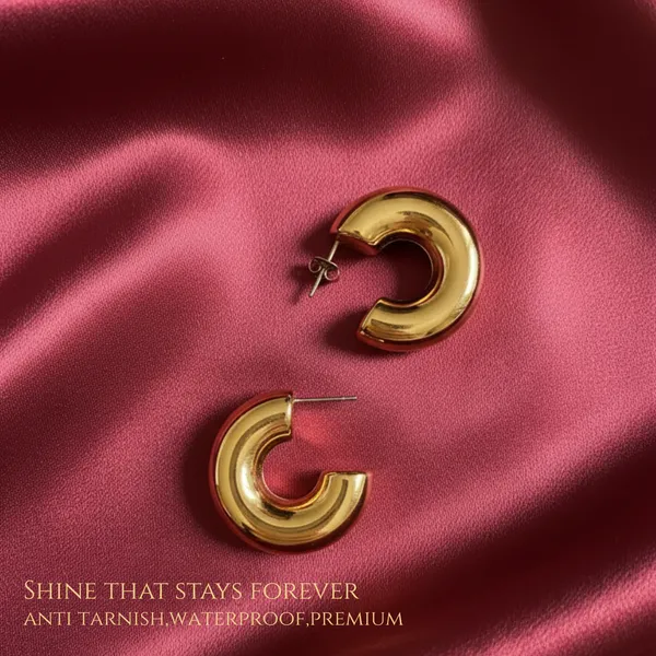 Golden_Stainless_Steel_Bold_Dome_Hoop_Earrings