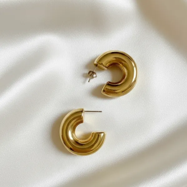Golden_Stainless_Steel_Bold_Dome_Hoop_Earrings