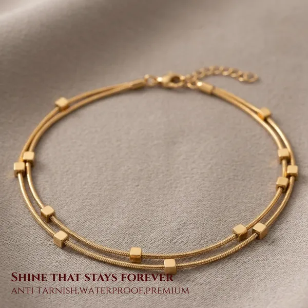 Golden_Stainless_Steel_Droplets_Double_Layered_Anklet_For_Women