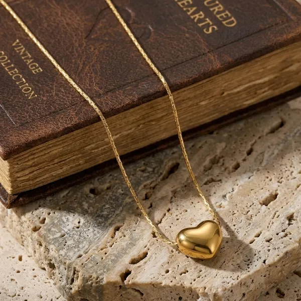 Golden_Stainless_Steel_Tiny_Puffy_Heart_Necklace
