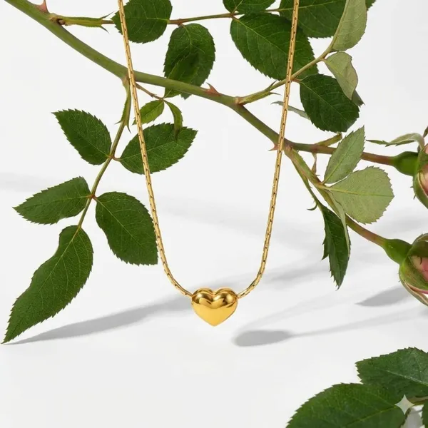 Golden_Stainless_Steel_Tiny_Puffy_Heart_Necklace