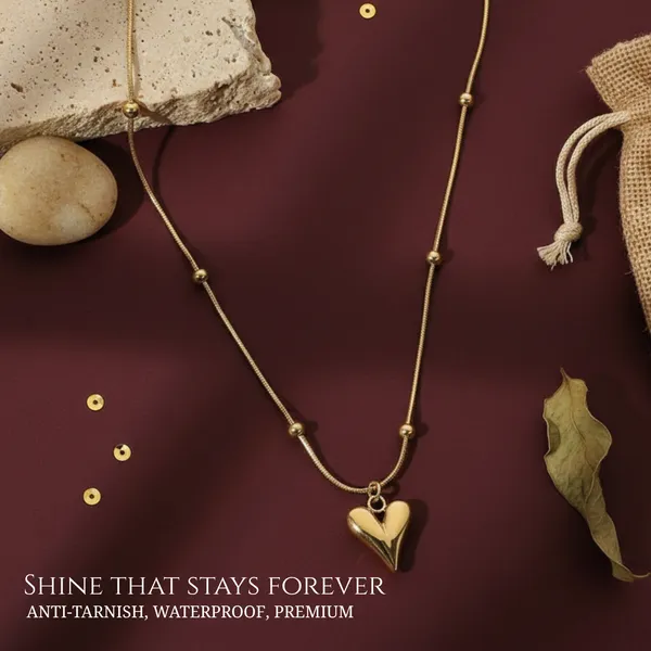 Golden_Stainless_Steel_Veronica_Heart_Charm_Necklace_For_Women