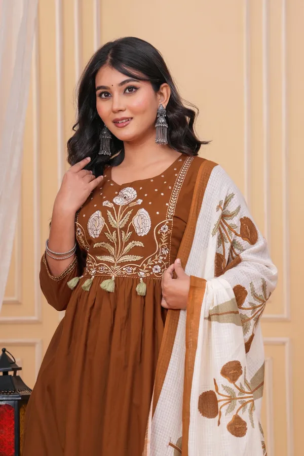 Mustard_Cotton_Printed_Kurti_With_Pant_And_Dupatta_Set_For_Women