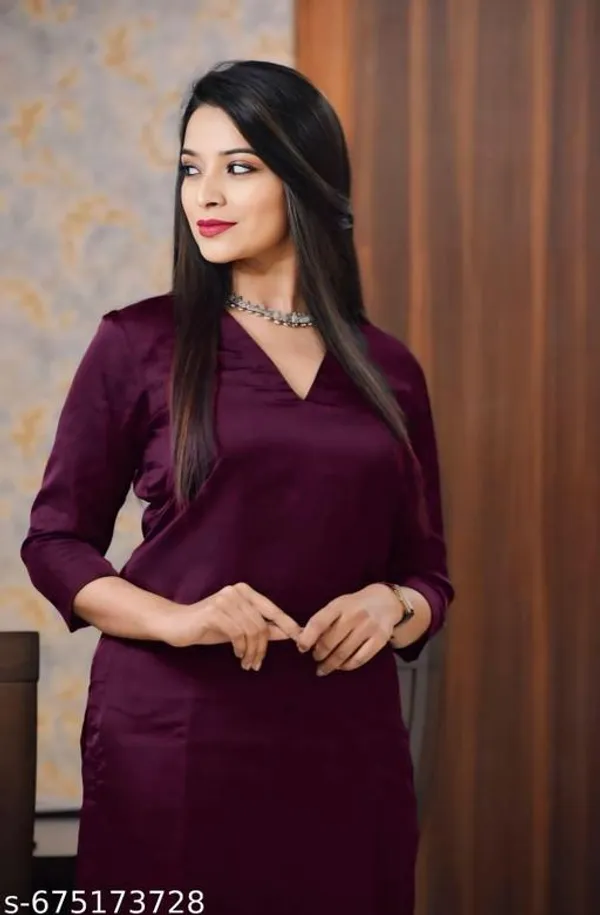 Purple_Rayon_Solid_Kurti_With_Pant_For_Women