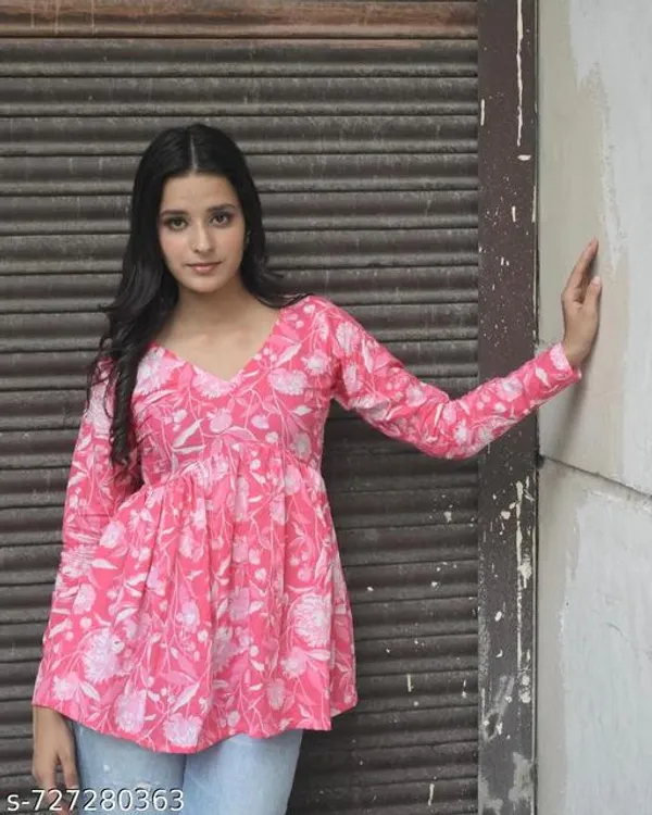 Pink_Rayon_Short_Kurti_For_Women