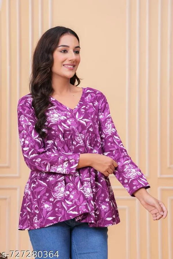 Purple_Rayon_Short_Kurti_For_Women