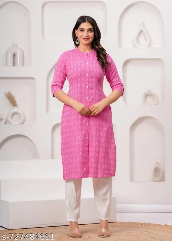 Pink_Cotton_Long_Kurti_For_Women