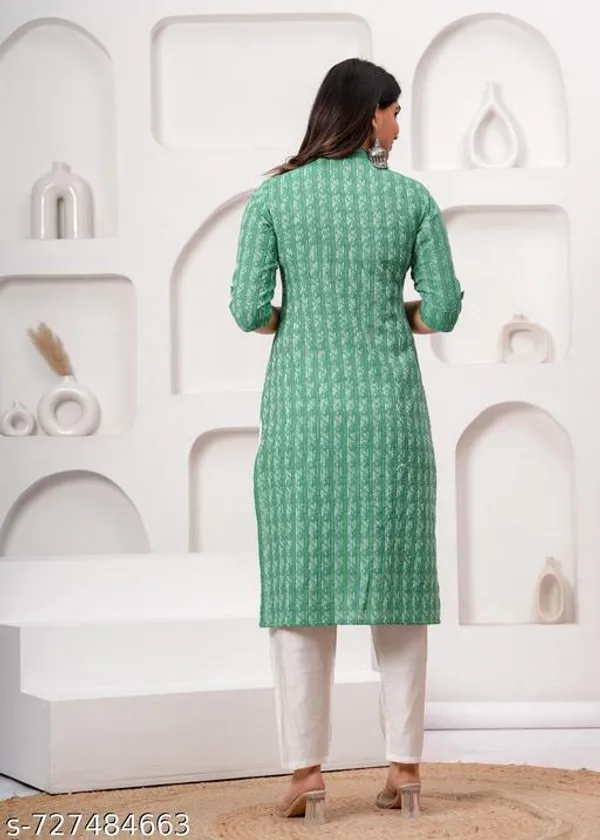 Green_Cotton_Long_Kurti_For_Women