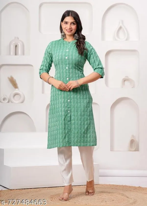 Green_Cotton_Long_Kurti_For_Women