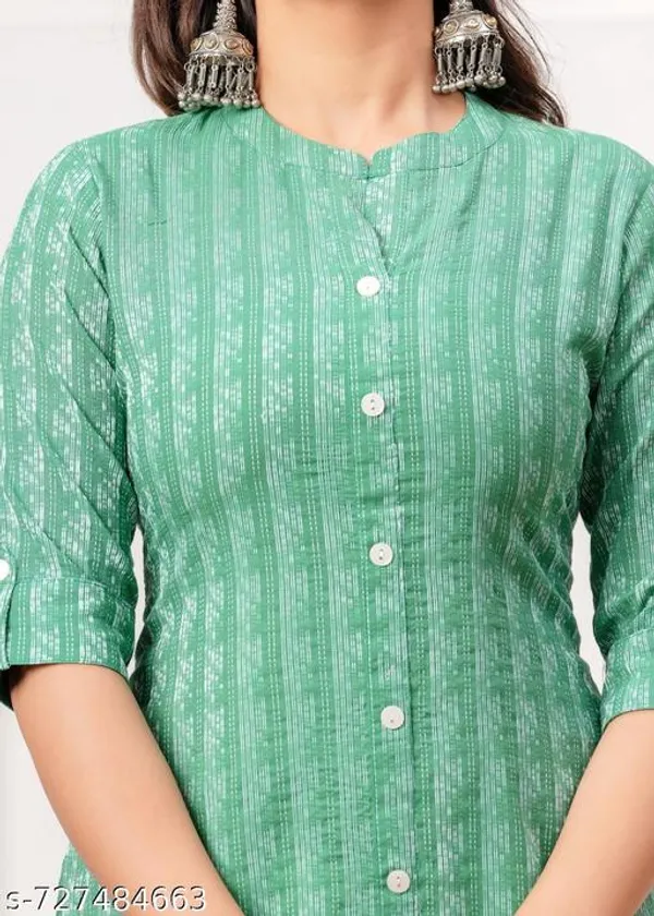 Green_Cotton_Long_Kurti_For_Women