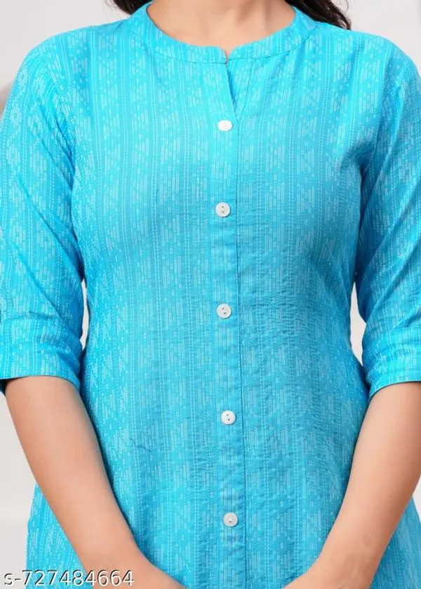 Sky_Blue_Cotton_Long_Kurti_For_Women