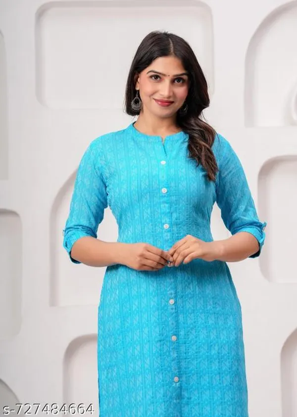 Sky_Blue_Cotton_Long_Kurti_For_Women