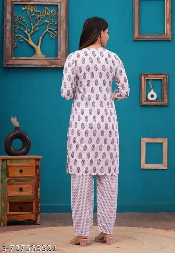 Lavender_Rayon_Kurti_With_Pant_Sets_For_Women