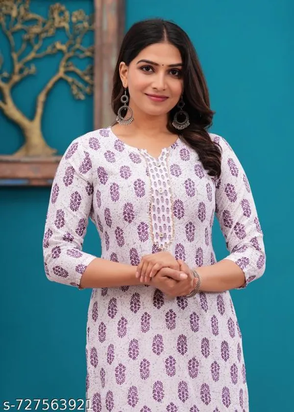 Lavender_Rayon_Kurti_With_Pant_Sets_For_Women