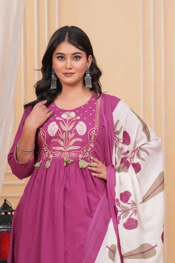 Pink_Cotton_Printed_Kurti_With_Pant_And_Dupatta_Set_For_Women