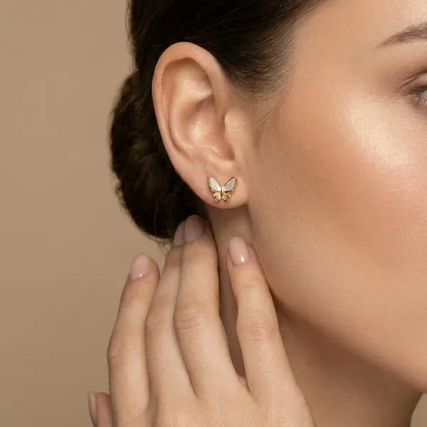 Gold_Plated_And_White_Butterfly_Stud_Earrings_For_Women
