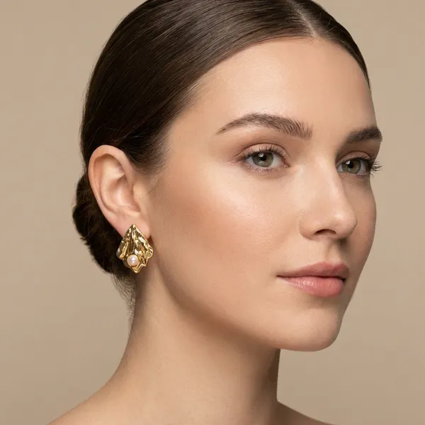 Gold_Plated_Pearl_N_Pebble_Statement_Earrings_For_Women