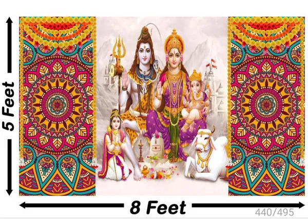 Polyester_Festival_Mandala_Shiv_Parivar_Decorative_Backdrop