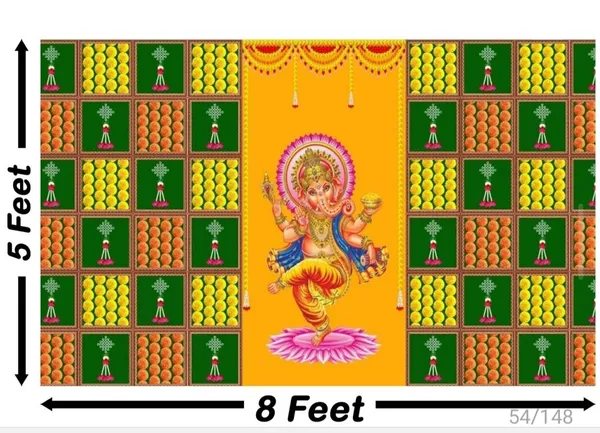 Polyester_Festive_Lord_Ganesh_Floral_Patchwork_Decorative_Backdrop