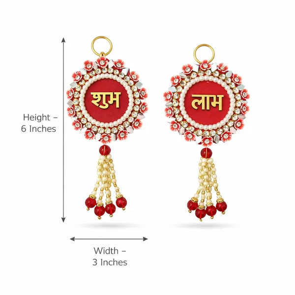 Fabric_Traditional_Shubh_Labh_Red_Door_Hanging_Pack_Of_2