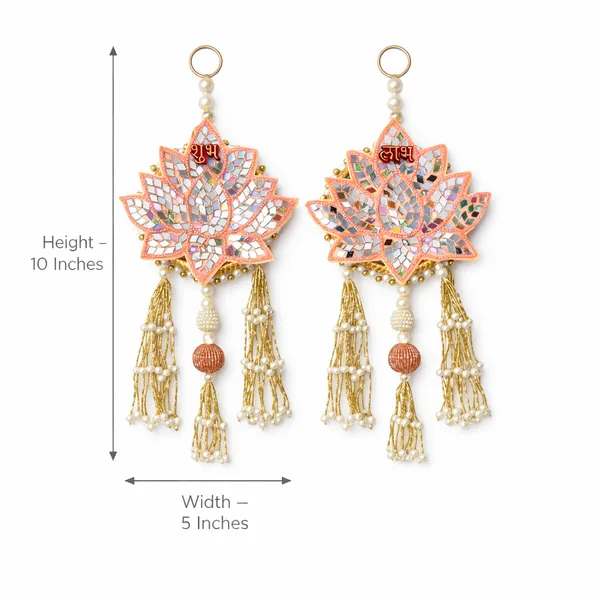 Metal_Pearl_Festive_Shubh_Labh_Lotus_Mirror_Work_Door_Hanging