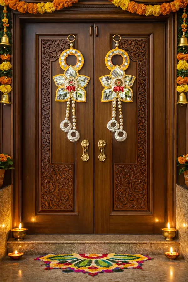 Metal_Pearl_Festive_Shubh_Labh_Mirror_Work_Door_Hanging