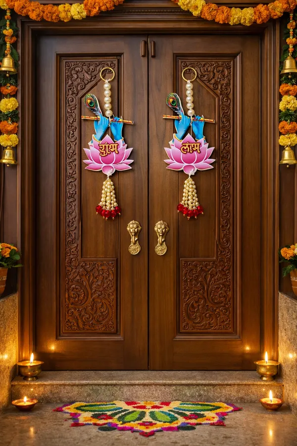 Crystal_Pearl_Festive_Shubh_Labh_Krishna_Flute_Door_Hanging_Set_Of_2_-_Pack_Of_2
