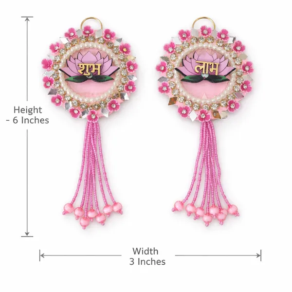 Shubh_Labh_Hanging_Door_Decoration_With_Lotus_Design_|_Auspicious_Entrance_Hanging_For_Diwali,_Housewarming_&_Wedding_Decor_|_Traditional_Home_Entrance_Decor_|_6_Inch_(Set_Of_2)