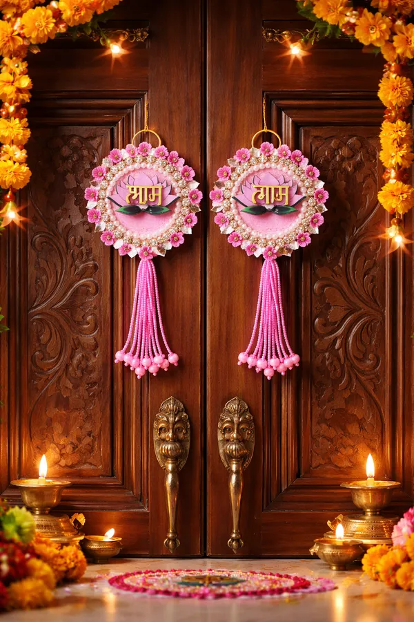 Shubh_Labh_Hanging_Door_Decoration_With_Lotus_Design_|_Auspicious_Entrance_Hanging_For_Diwali,_Housewarming_&_Wedding_Decor_|_Traditional_Home_Entrance_Decor_|_6_Inch_(Set_Of_2)