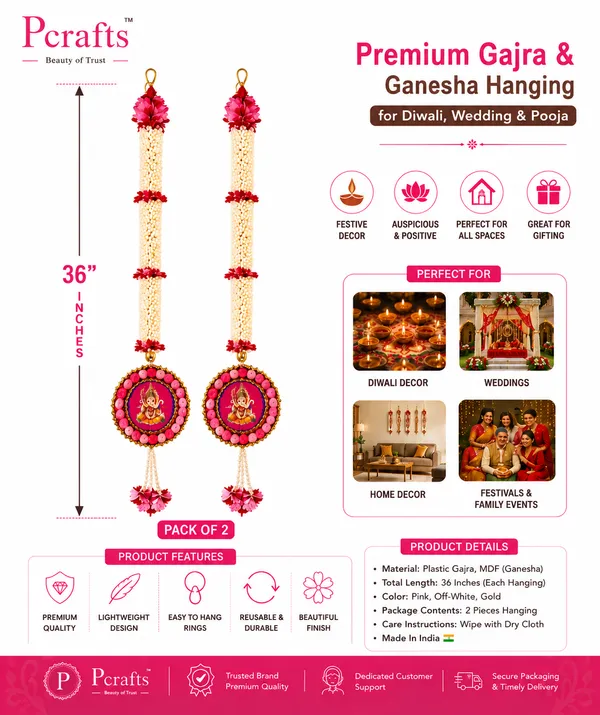 Pcrafts_Premium_Gajra_&_Ganesha_Hanging_|_36_Inch_Festive_Decorative_Hanging_For_Door,_Wall,_Balcony_&_Entrance_Decor_(Pack_Of_2)