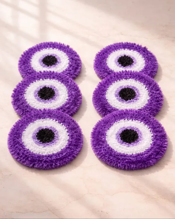 Pcrafts_Feather_Wool_Purple_Evil_Eye_Design_Rangoli_Mats_(6_Inch)_Floor_Decor_For_Entrance,_Staircase_&_Home_Decoration_|_Pack_Of_6