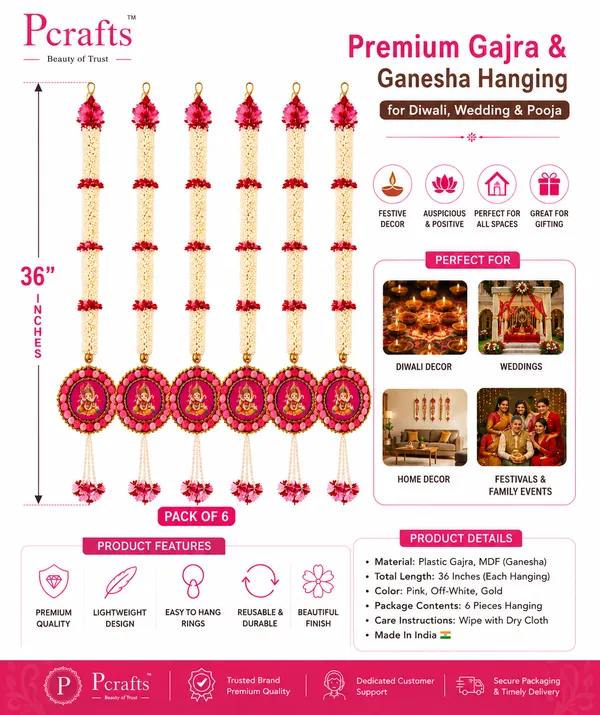 Pcrafts_Premium_Gajra_&_Ganesha_Hanging_|_36_Inch_Festive_Decorative_Hanging_For_Door,_Wall,_Balcony_&_Entrance_Decor_(Pack_Of_6)